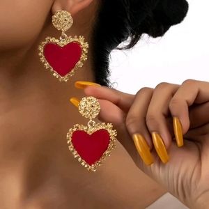 Heart Shaped Drop Earrings